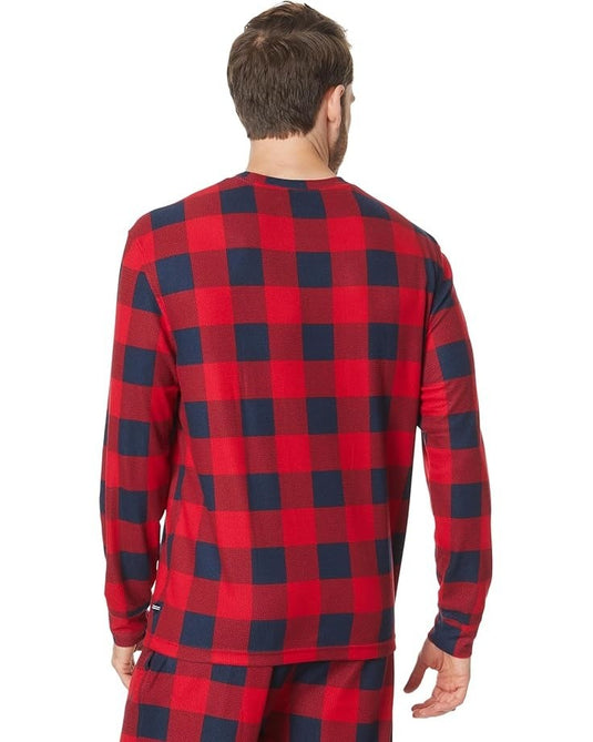Translation missing: en.Nautica Men's Relaxed Fit 2PC Waffle Buffalo Plaid Pajama Set, Nautica Red-XL