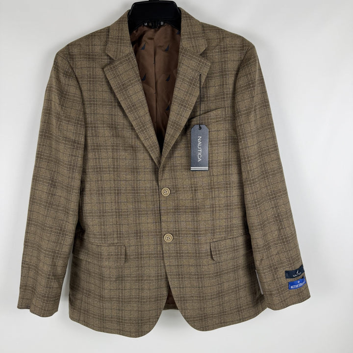 Translation missing: en.Nautica Men's Modern-Fit Branford Plaid Sport Coat Brown Blue Plaid-36S