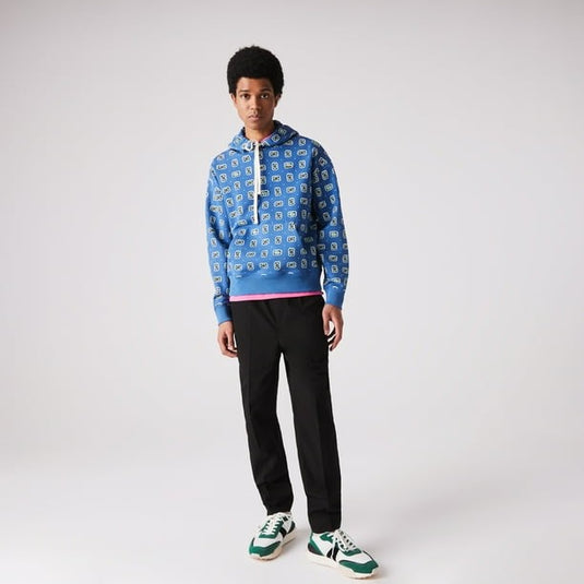 Translation missing: en.Lacoste Men's Lacoste L!VE Loose Fit Hooded Print Cotton Hoodie Blue-Med SH2779