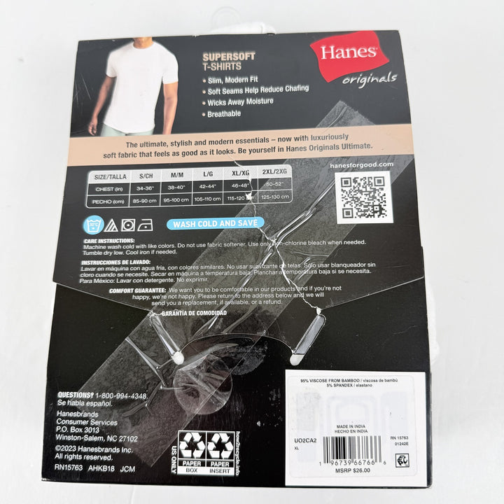 Translation missing: en.Hanes Originals Ultimate Men's T-Shirts, White, 2PK  SuperSoft Crewneck -XL
