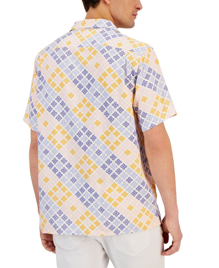 Translation missing: en.Club Room Men's Short-Sleeve Elevated Wick Leaf Medallion Shirt Multicolor-Small