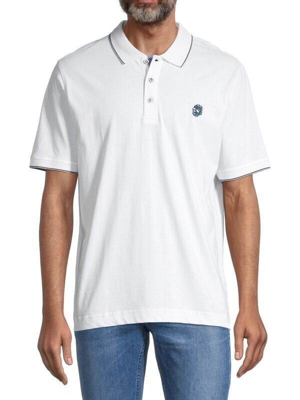 Translation missing: en.Robert Graham Men's Supima Cotton Pixels Knit Reg Fit Polo Shirt White-XL