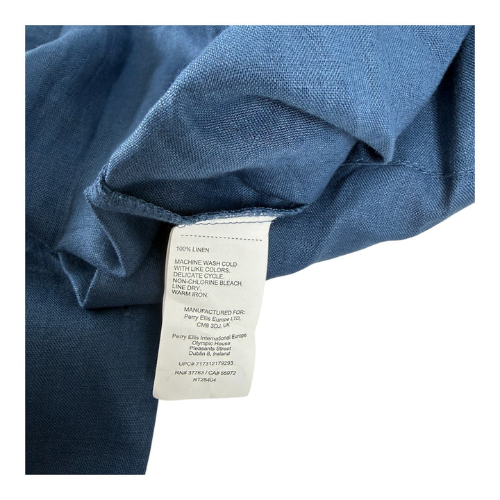 Translation missing: en.Cubavera Men's Big &amp; Tall 4-Pocket 100% Linen Guayabera Shirt Ensign Blue-3XLT