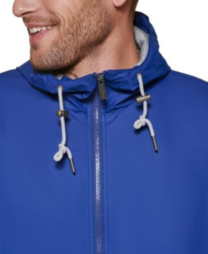 Translation missing: en.Club Room Men's Rubberized Lightweight Hooded Rain Jacket in Navy-Medium