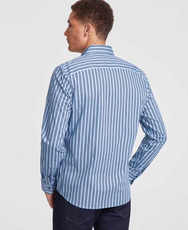 Translation missing: en.Michael Kors Men's Slim-Fit Stretch Halo Stripe Button-Down Shirt Chambray-2XL