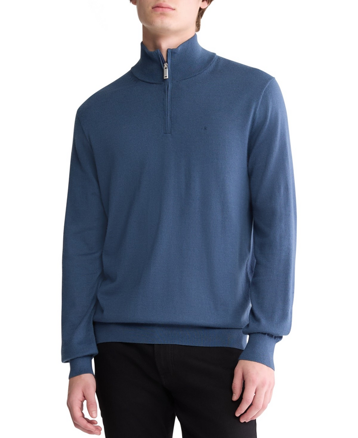 Translation missing: en.Calvin Klein Men's Poly Merino Wool Quarter-Zip Sweater Insignia Blue-2XL
