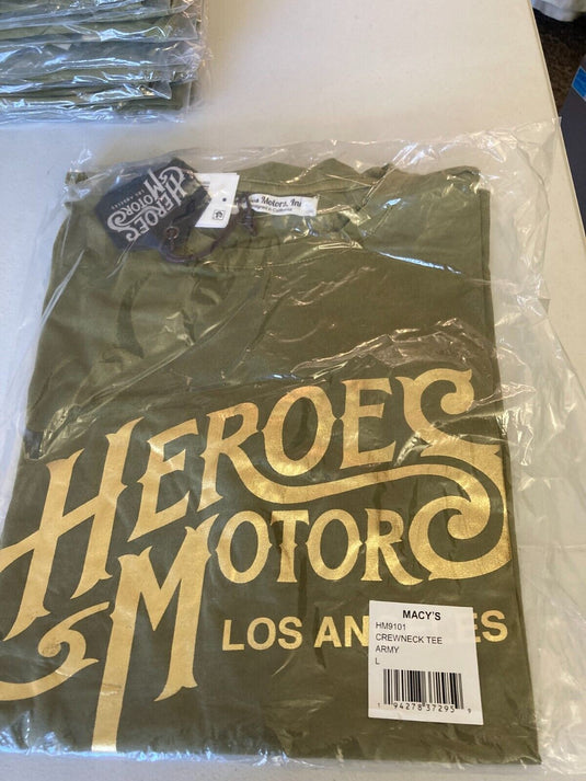 Translation missing: en.Heroes Motors Men's Crew Neck Signature Graphic T-Shirt in Army Green-Large