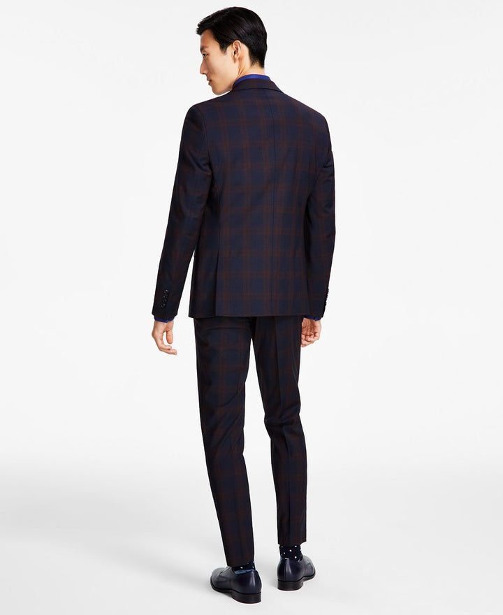 Translation missing: en.Bar III Men's Slim-Fit Wool Blend Plaid Suit Jacket Only in Burgundy/Blue-40L