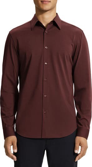 Translation missing: en.Alfani Men's Alfatech Yarn-Dyed Long Sleeve Performance Shirt Maroon - 2XL
