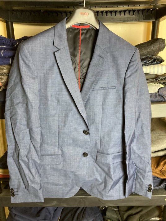 Translation missing: en.Hugo Boss Arti 193 Sharkskin Wool Extra Slim Fit Suit Jacket in Med Blue-40S