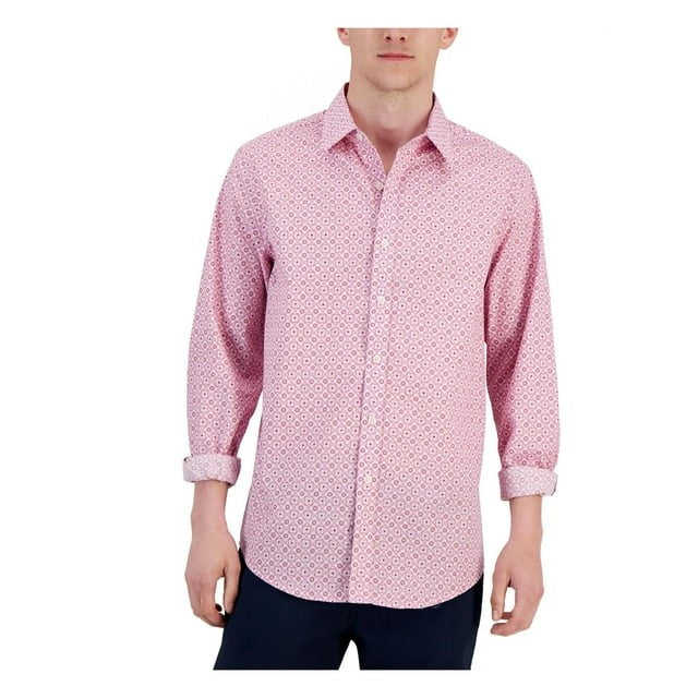 Translation missing: en.Club Room Men's Cotton Elevated Terolo Medallion Shirt Pink Combo-XL