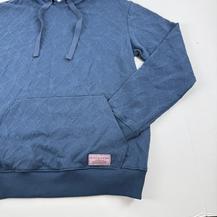 Translation missing: en.Scotch And Soda Geo Print Cotton Blend Hoodie Teal Blue-Size Small