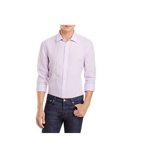 Translation missing: en.The Men's Store At Major Dept Store Regular Fit Gingham Linen Shirt Orchid-Large