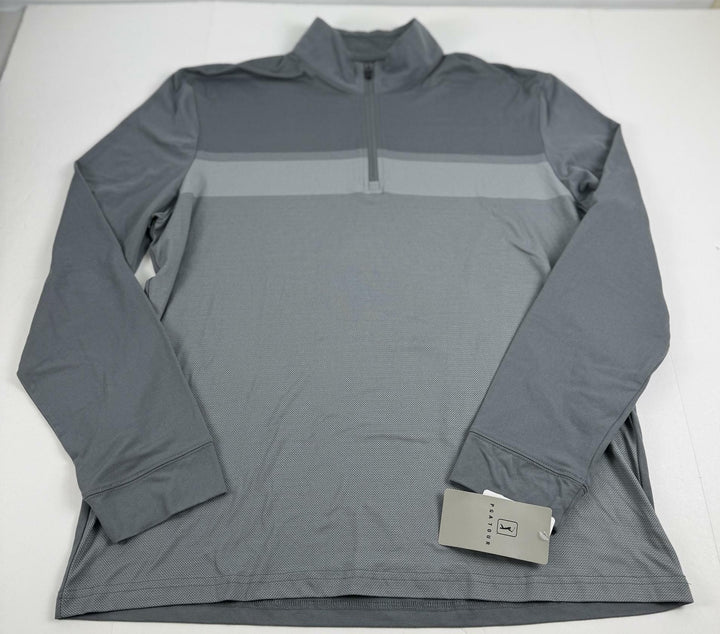 Translation missing: en.PGA Tour Chest Stripe Ombre Long Sleeve Quarter-Zip Golf Sweater Gray Sz Medium