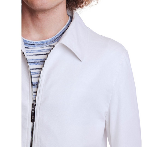 Translation missing: en.Paisley &amp; Gray Men's Bomber Jacket Size Small White Zip-Front Linen Blend Lined