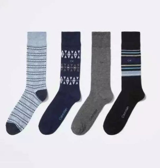 Translation missing: en.Calvin Klein Men's Fair Isle/Mixed Crew Dress Socks, 4-Pk.Blue Asst.-7-12