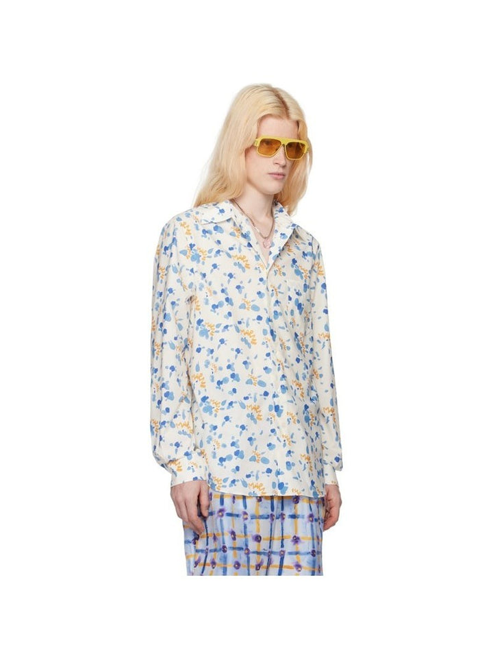 Translation missing: en.Marni Mens Prem. Cotton Logo Dripping Paint Splatter Shirt White-IT 50 US Large