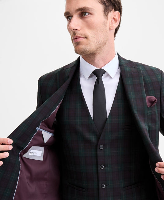 Translation missing: en.Bar III Men's Slim-Fit Wool-Blend Suit Separate Jacket Plaid Green Burgundy-42L