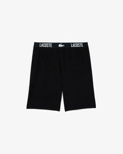 Translation missing: en.Lacoste Mens Straight Fit Logo Band Pajama Shorts Black-Size Medium Cotton Blend