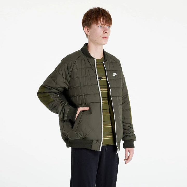 Translation missing: en.Nike Therma-FIT Legacy Reversible Water Repellent Bomber Jacket in Rough Green-L