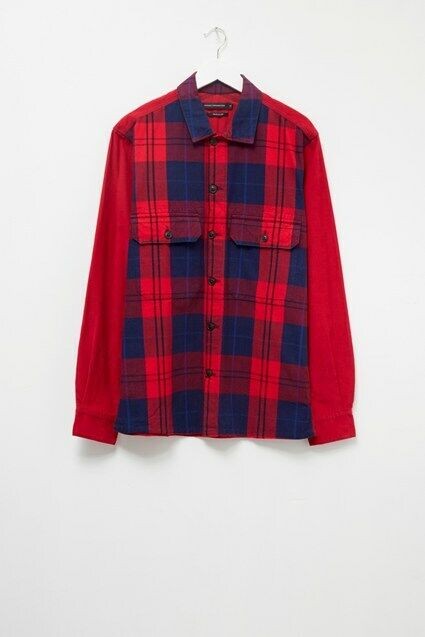Translation missing: en.French Connection Arusha Flannel Check Shirt Tango Red-Size Medium