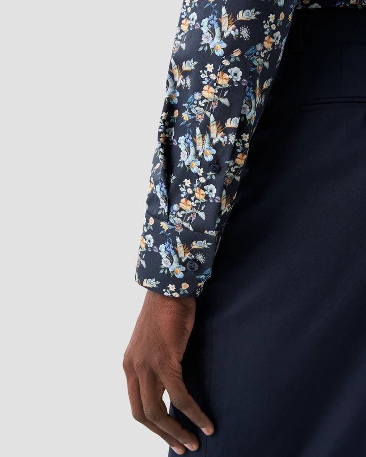 Translation missing: en.Eton Men's Men's Contemporary Fit Floral Print Twill Shirt Navy- EU38 US 15