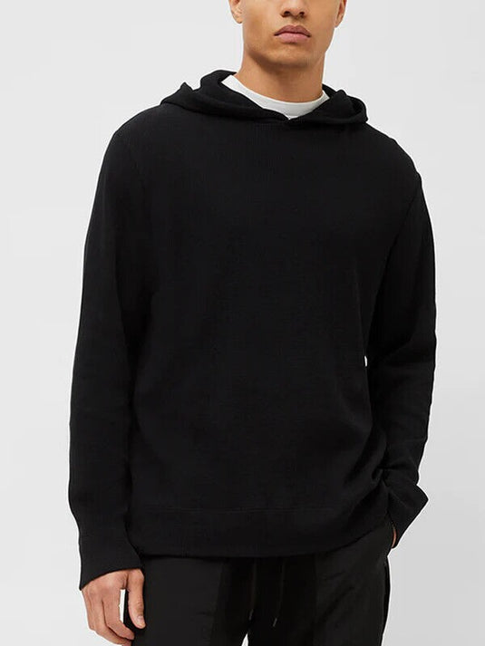 Translation missing: en.French Connection Men's Waffle Knit Cotton Hoodie in Black-Size Small
