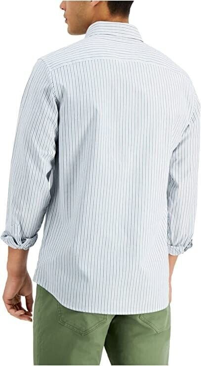 Translation missing: en.Michael Kors Cotton Slim Fit Stretch Striped Long Sleeve Shirt Lagon Multi-Large