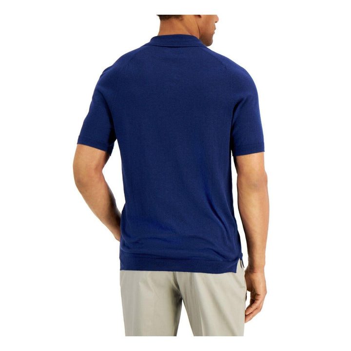 Translation missing: en.Tasso Elba Men's Sweater-Knit Linen Blend Short Sleeve Polo Shirt Navy-Small