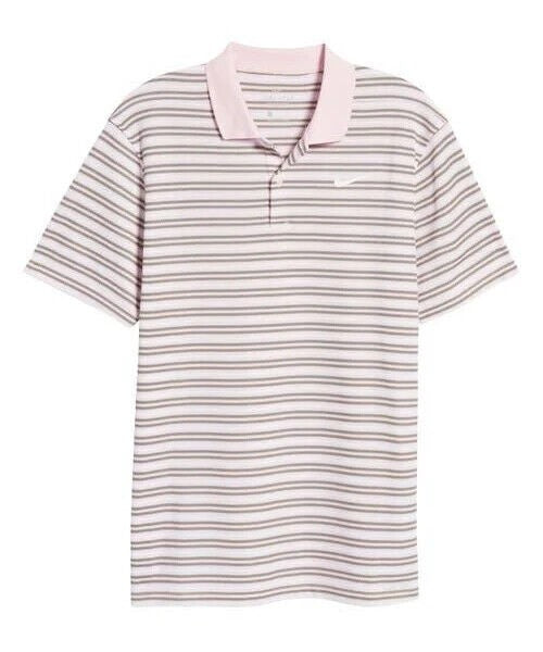 Translation missing: en.Nike Men's Dri-fit Golf Victory Striped Polo Shirt in Pink Foam / Dust/ White-Sm