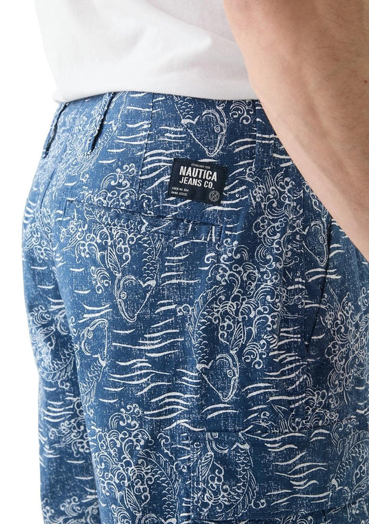 Translation missing: en.Nautica Men's Relaxed Fit Koi Print 9.5in Cargo Shorts - Lapis Blue-32