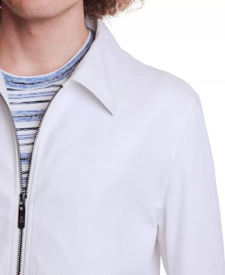 Translation missing: en.Paisley &amp; Gray Men's Bomber Jacket Size Small White Zip-Front Linen Blend Lined