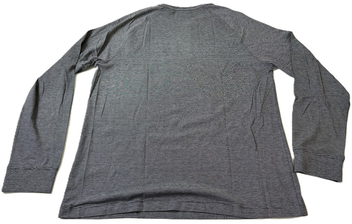 Translation missing: en.Perry Ellis Men's Micro Stripe Long Sleeve Henley Tee Shirt in Charcoal Hthr-Sm