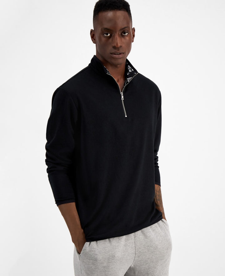 Translation missing: en.International Concepts Men's Half-Zip Sweatshirt Deep Black-Small