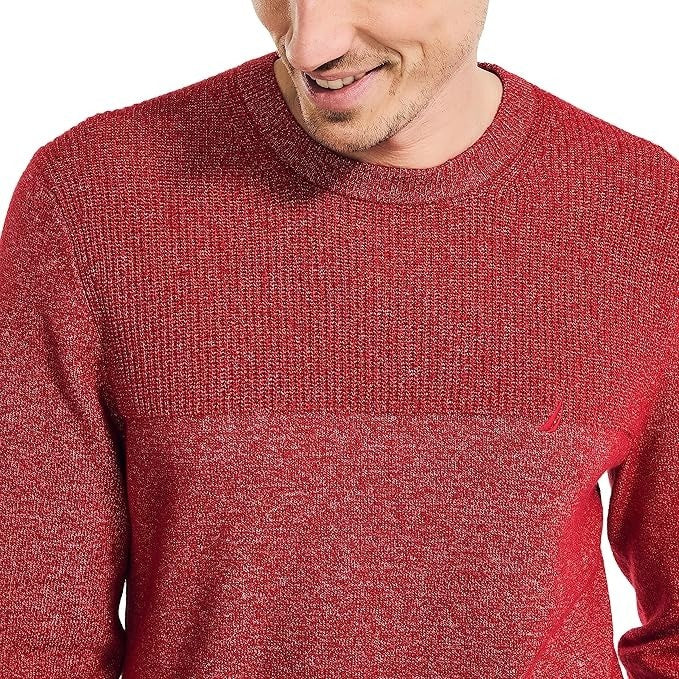 Translation missing: en.Nautica Men's Sustainably Crafted Textured Crewneck Sweater, Tango Red-XL