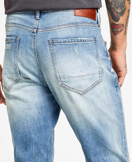 Translation missing: en.Heroes Motors Men's Slim-Straight Fit Distressed Jeans in Henderson Blue-32/32