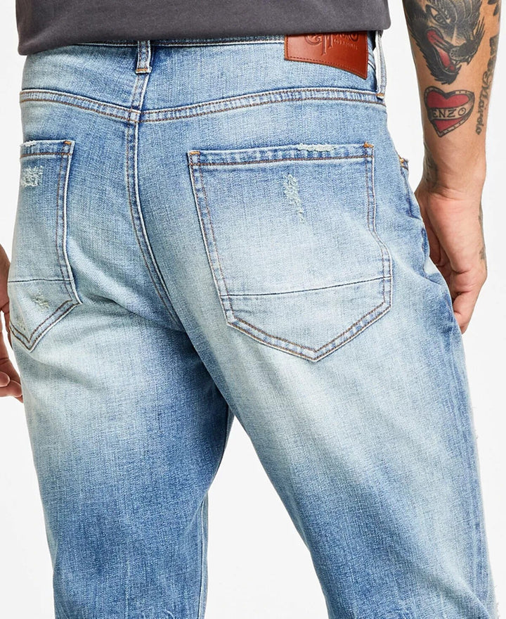 Translation missing: en.Heroes Motors Men's Slim-Straight Fit Distressed Jeans in Henderson Blue-32/32