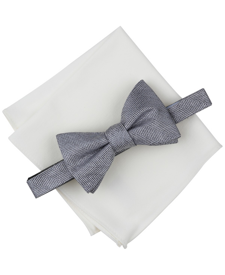 Translation missing: en.Bar III Men's Textured Bow Tie &amp; Pocket Square Set Wedding Formal Volume Pricing