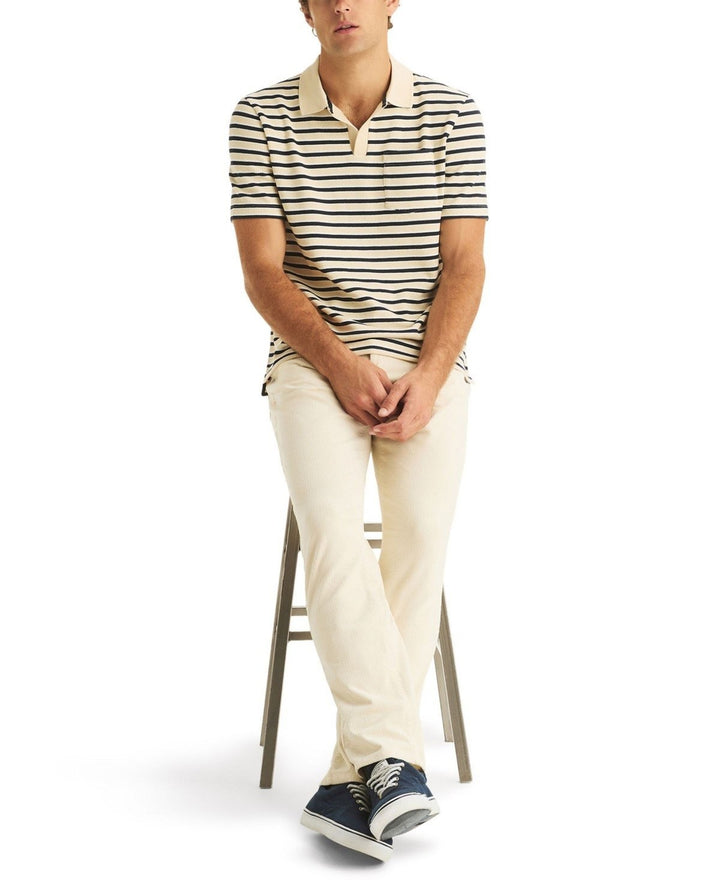 Translation missing: en.Nautica Men's Striped Short Sleeve Polo Shirt -Reg Fit Culebra Cream-Medium