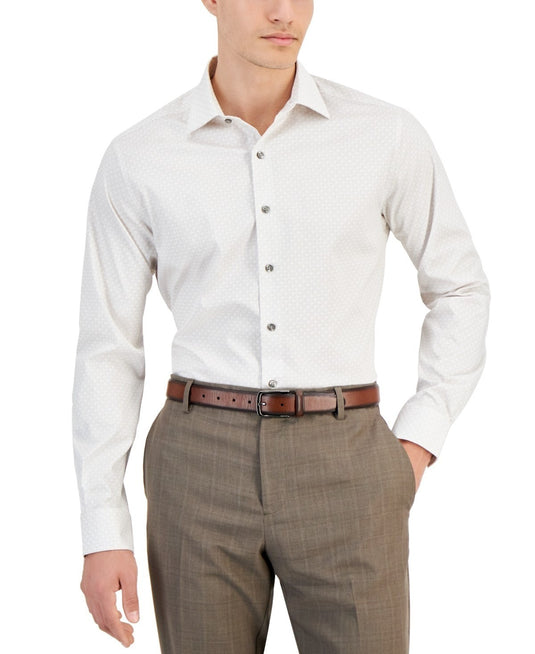 Translation missing: en.Alfani Dress Shirt Men's 14-14.5 32/33 Tan Slim-Fit Temperature Regulating Geo