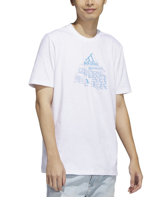 Translation missing: en.adidas Men's Crewneck Food Truck Graphic T-Shirt White/Pulse Blue-Medium