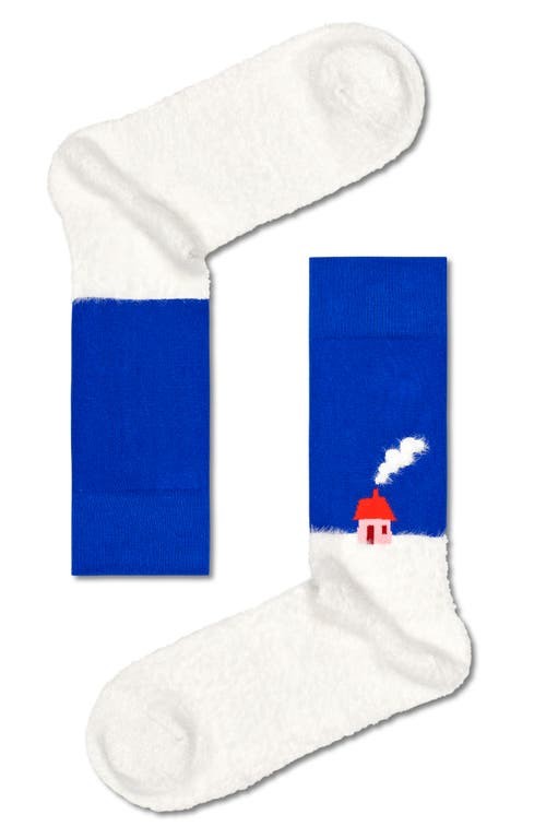 Translation missing: en.Happy Socks Comfy Welcome Home Crew Socks Blue White-M8-12 Women10-12.5