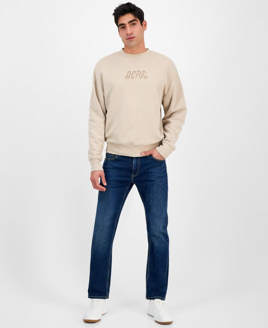 Translation missing: en.Tai Apparel Men's Ac/Dc Relaxed Fit Crewneck Graphic Sweatshirt Beige-XL