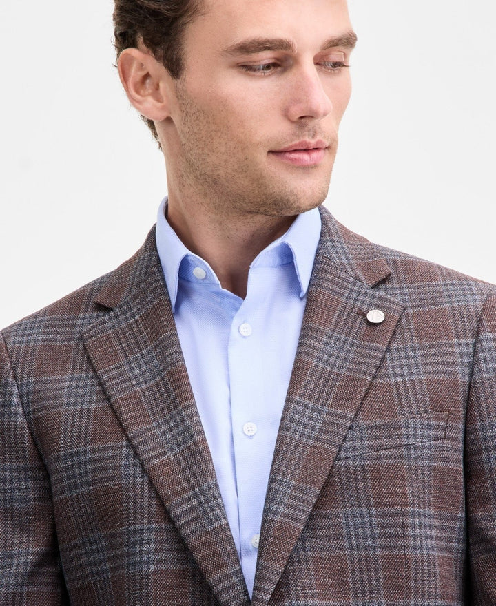 Translation missing: en.Ted Baker Men's Modern-Fit Brown Blue Plaid Sport Coat Stretch Brown Blue-36R