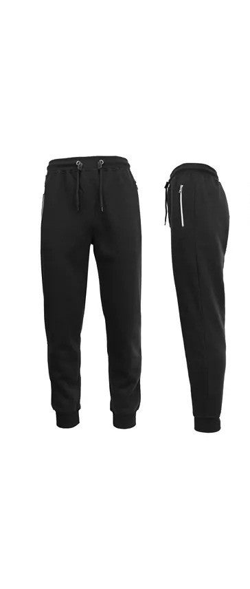 Translation missing: en.Blue By Harvic Men's Slim Fit Fleece Jogger with Zipper Pockets in Black-XL