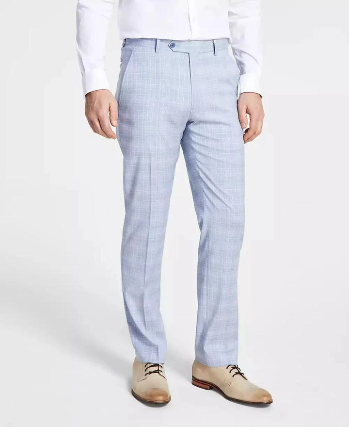 Translation missing: en.Alfani Dress Pants Mens 33x32 Lt Blue Plaid Slim-Fit Stretch Alfatech Breathable