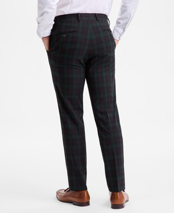 Translation missing: en.Bar III Men's Slim-Fit Plaid Suit Separate Dress Pants Green Burgundy-33x32