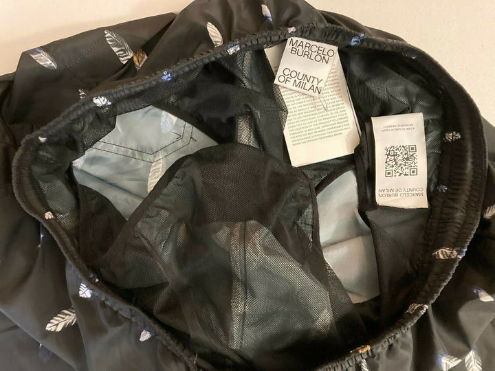 Translation missing: en.MARCELO BURLON COUNTY OF MILAN Feather-print Swim Shorts In Black-Size XL