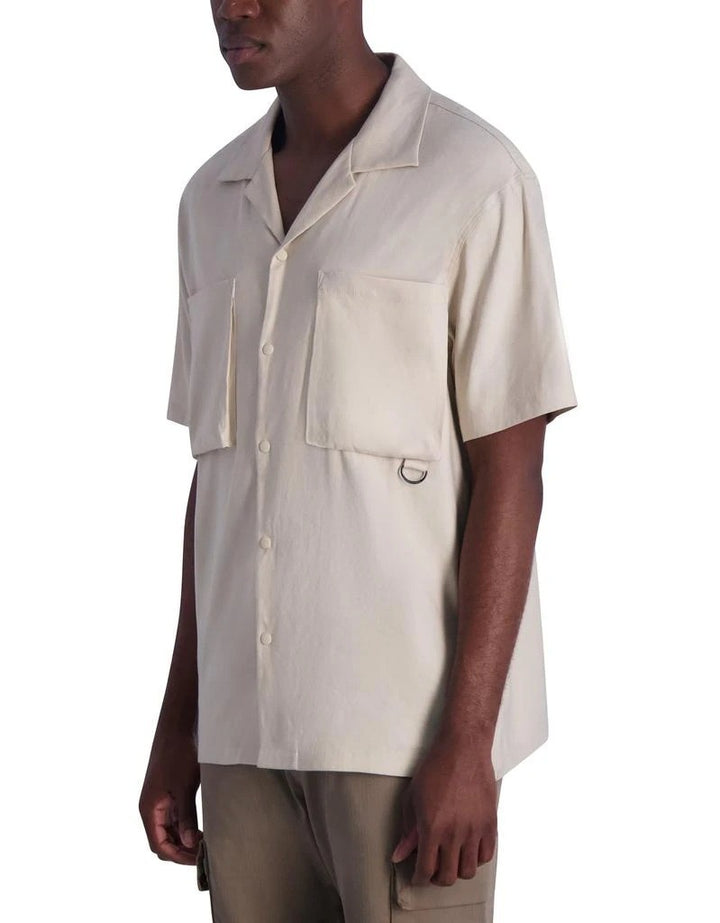 Translation missing: en.Karl Lagerfeld Paris Men's Short Sleeve Patch Pocket Shirt Jacket Tan-Small