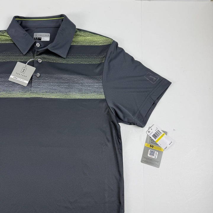 Translation missing: en.PGA Tour Golf Polo Shirt Iron Gate Gray Size Medium Men's Stitched Chest Block